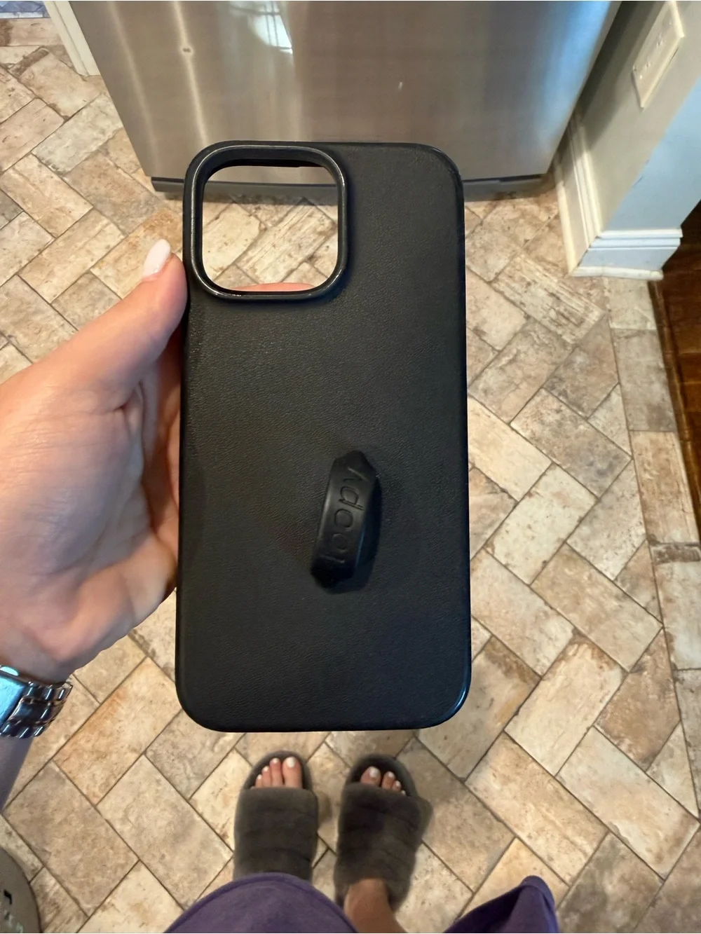Loopy Pebbled “Leather Feel” Black Onyx - Apple iPhone 16 Pro Max Lefty Case